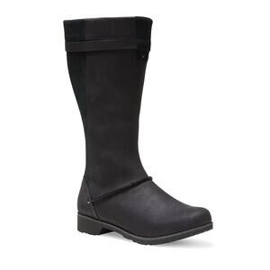 Eddie Bauer Trace Waterproof Leather Riding Boot Black Tall Zip Calf 8 NEW
